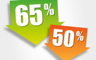 Cartelli "65%" e "50%"